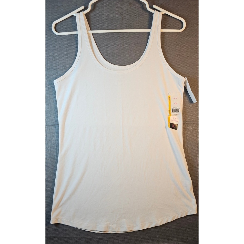No Boundaries Womens White Scoop Neck Tank Top Fitted Super Soft Large 11-13 NWT